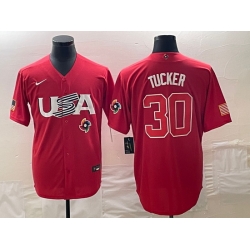 Men's USA Baseball #30 Kyle Tucker 2023 Red World Classic With Patch Stitched Jerseys