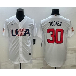 Men's USA Baseball #30 Kyle Tucker 2023 White World Baseball Classic Stitched Jerseys