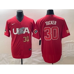 Men's USA Baseball #30 Kyle Tucker Number 2023 Red World Classic With Patch Stitched Jersey