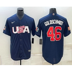 Men's USA Baseball #46 Paul Goldschmidt 2023 Navy World Baseball Classic Stitched Jersey