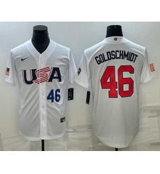 Men's USA Baseball #46 Paul Goldschmidt Number 2023 White World Baseball Classic Stitched Jersey