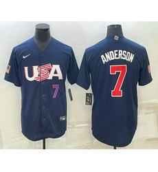 Men's USA Baseball #7 Tim Anderson Number 2023 Navy World Baseball Classic Stitched Jersey