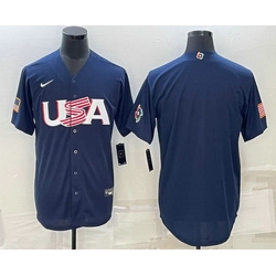 Men's USA Baseball Blank 2023 Navy World Baseball Classic Stitched Jersey