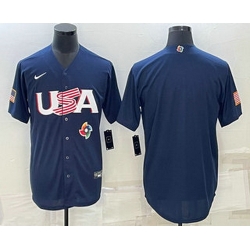Men's USA Baseball Blank 2023 Navy World Baseball Classic Stitched Jerseys