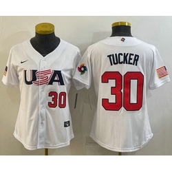 Women's USA Baseball #30 Kyle Tucker Number 2023 White World Classic Stitched Jerseys