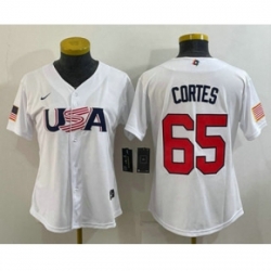 Womens USA Baseball 65 Nestor Cortes 2023 White World Classic Stitched Jersey