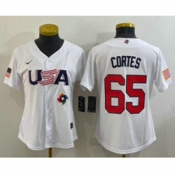 Womens USA Baseball 65 Nestor Cortes 2023 White World Classic Stitched Jerseys