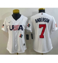 Womens USA Baseball 7 Tim Anderson 2023 White World Classic Stitched Jerseys