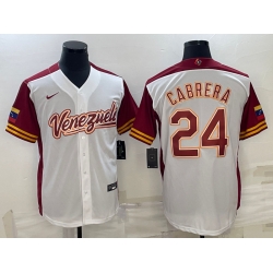 Men Venezuela Baseball 24 Miguel Cabrera 2023 White World Baseball Classic Stitched Jersey