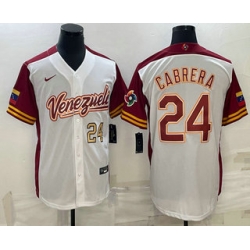 Men Venezuela Baseball #24 Miguel Cabrera Number 2023 White World Classic Stitched Jerseys