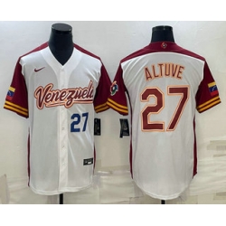 Men Venezuela Baseball #27 Jose Altuve Number 2023 White World Baseball Classic Stitched Jersey