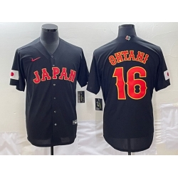 Men Japan Baseball 16 Shohei Ohtani 2023 Black World Baseball Classic Stitched JerseyS