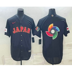 Men Japan Baseball 2023 Black World Big Logo With Patch Classic Stitched Jersey