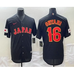 Men's Japan Baseball #16 Shohei Ohtani 2023 Black World Classic Stitched Jersey