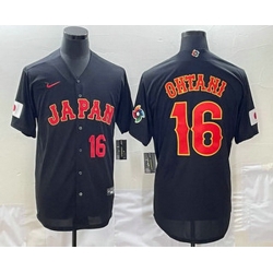 Mens Japan Baseball #16 Shohei Ohtani Number 2023 Black World Classic Stitched Jersey