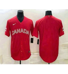 Men Canada Baseball Blank 2023 Red World With Patch Classic Stitched Jerseys