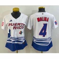 Womens Puerto Rico Baseball 4 Yadier Molina 2023 Red World Classic Stitched Jersey
