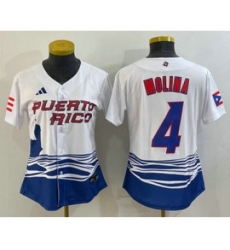 Womens Puerto Rico Baseball 4 Yadier Molina 2023 Red World Classic Stitched Jerseys