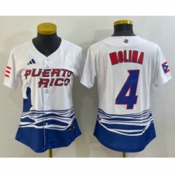 Womens Puerto Rico Baseball 4 Yadier Molina 2023 Red World Classic Stitched Jerseys