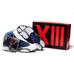 2013 New Air Jordan 13 Shoes DMP Dark Blue White Grey Online