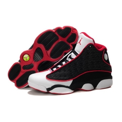 Air Jordan 13 Shoes 2013 Mens Grade AAA Grain Leather Black White Red