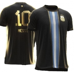 Men Argentina #10 Lion Messi Black Blue 2024 Soccer Jersey