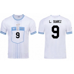 Men Uruguay #9 Luis Suarez Soccer 2024 Jersey White