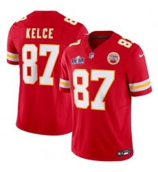 Men Kansas City Chiefs 87 Travis Kelce Red 2023 F U S E  Vapor Untouchable Limited Stitched 2024 Super Bowl LVIII Jersey