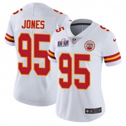 Nike Chiefs 95 Chris Jones White Women Bound Stitched NFL Vapor Untouchable Limited 2024 Super Bowl LVIII Jersey 