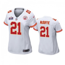 Women Kansas City Chiefs 21 Trent McDuffie White Vapor Untouchable Limited Stitched Football 2024 Super Bowl LVIII Jersey