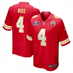 Youth Kansas City Chiefs 4 Rashee Rice Red 2023 F U S E  Vapor Untouchable Limited Stitched 2024 Super Bowl LVIII Jersey