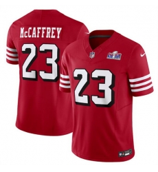 Men San Francisco 49ers 23 Christian McCaffrey New Red 2023 F U S E  Vapor Untouchable Limited Stitched Football 2024 Super Bowl LVIII Jersey
