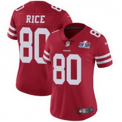 Nike 49ers 80 Jerry Rice Red Team Color Women Stitched NFL Vapor Untouchable Limited 2024 Super Bowl LVIII Jersey 