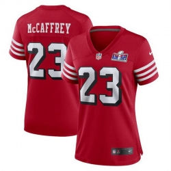 Women San Francisco 49ers 23 Christian McCaffrey New Red 2023 F U S E  Vapor Untouchable Limited Stitched Football 2024 Super Bowl LVIII Jersey