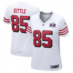 Women San Francisco 49ers 85 George Kittle New White 2023 F U S E  Vapor Untouchable Limited Stitched Football 2024 Super Bowl LVIII Jersey