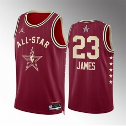 Men 2024 All Star 23 LeBron James Crimson Stitched Basketball Jersey
