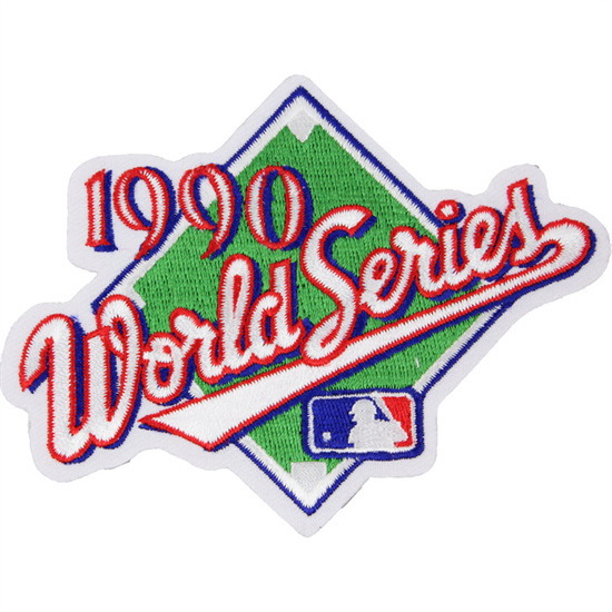 Women 1990 MLB World Series Logo Jersey Patch Cincinnati Reds vs Oakland Athletics As Biaog