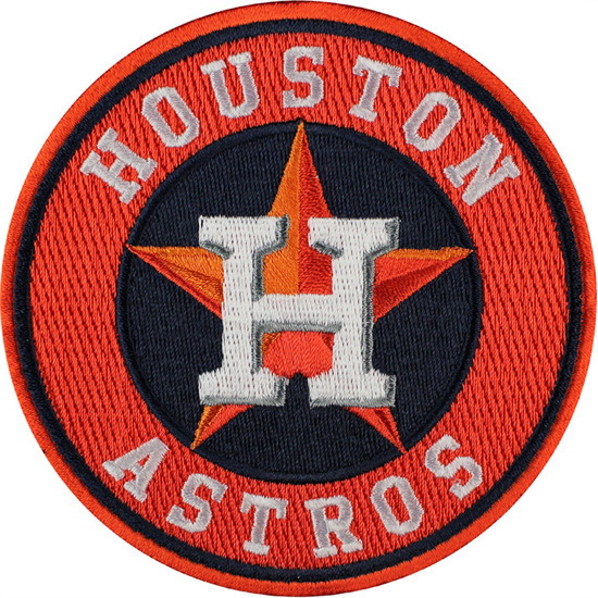 Men Houston Astros Team Logo Home Jersey Sleeve Patch Orange Biaog