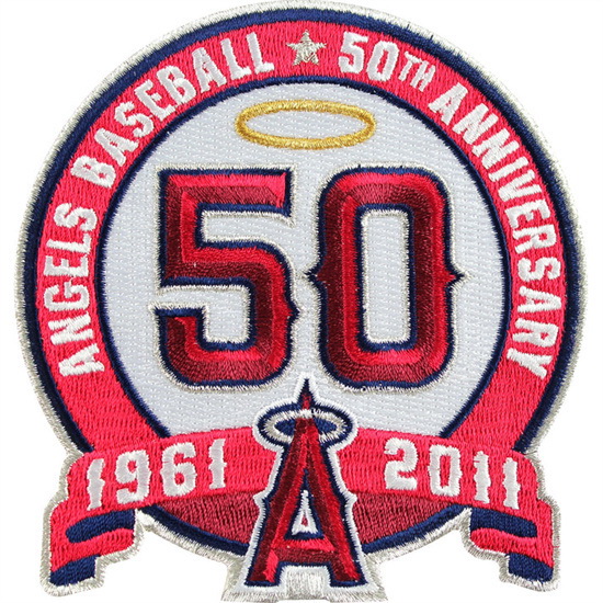 Men 2011 Los Angeles of Anaheim Angels 50th Anniversary Patch Biaog