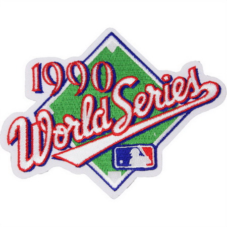 Youth 1990 MLB World Series Logo Jersey Patch Cincinnati Reds vs Oakland Athletics As Biaog